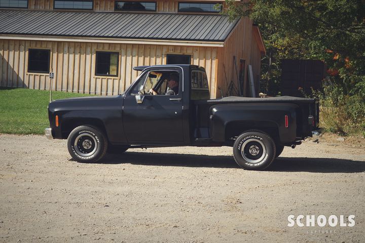 Black stepside flatbed